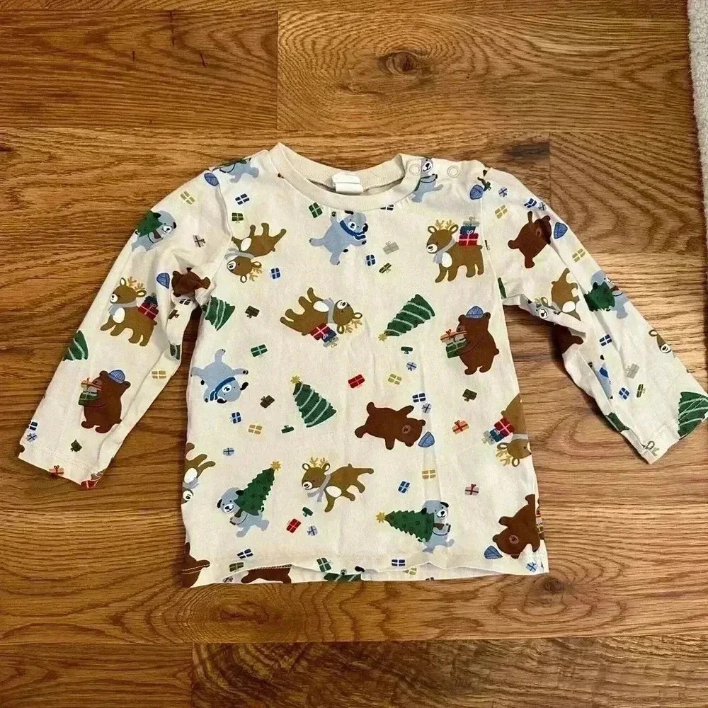 H&M Christmas Holiday Toddler Long Sleeve Shirt size 18 Months